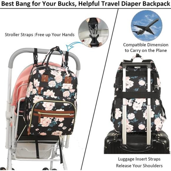 Diaper Bag Backpack Tote Women Large Capacity Baby Bag with Insulated Pockets - Picture 3 of 6